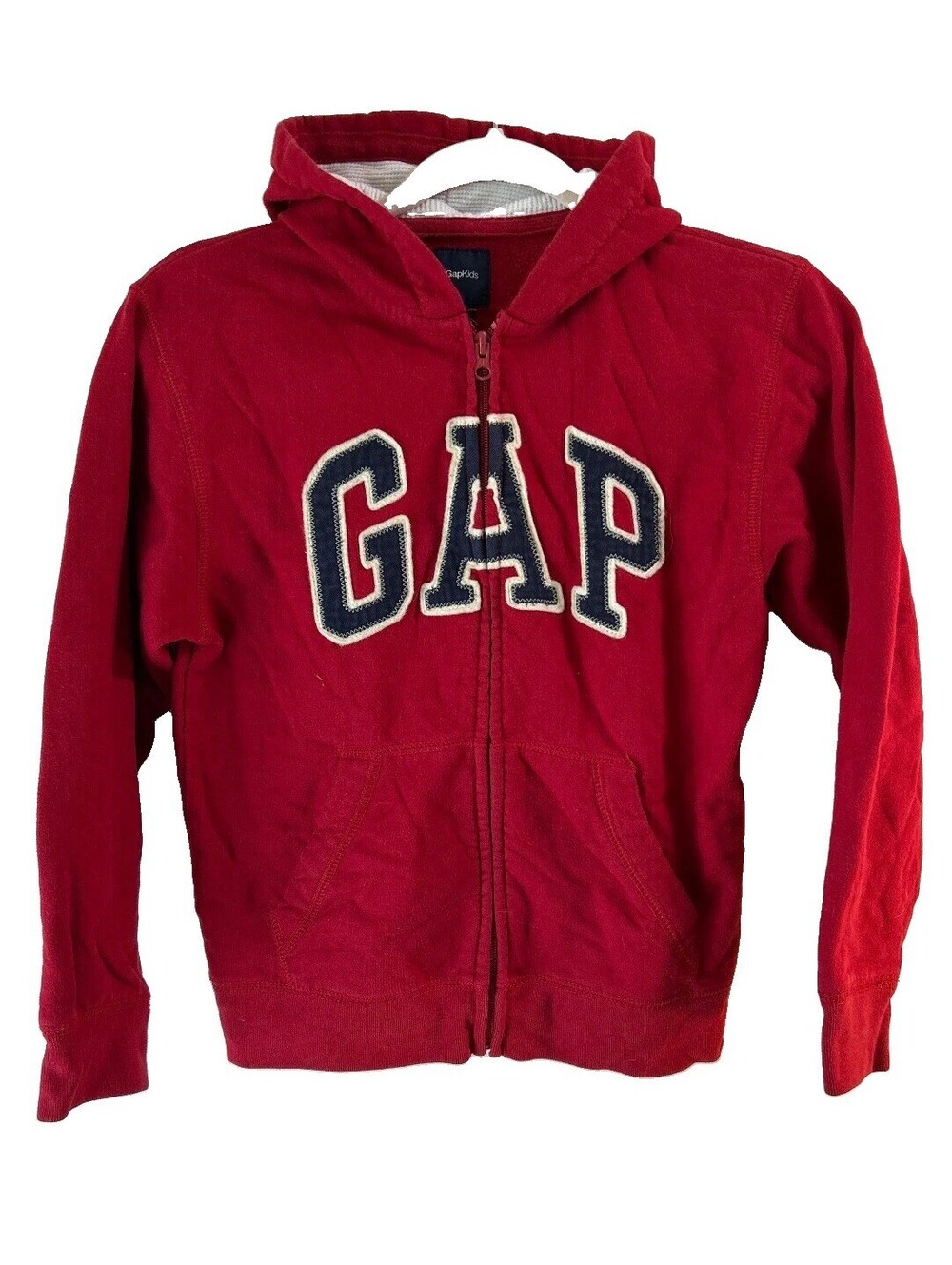 Gap Kids Red Full Zip Hoodie Big Logo Fleece Lined Youth Large 10